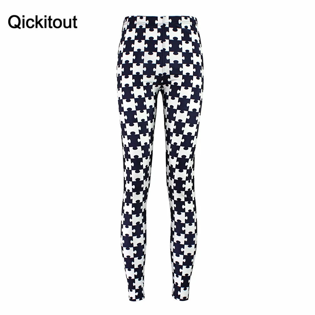 Hot black puzzle Jigsaw Print Leggings Women Fashion