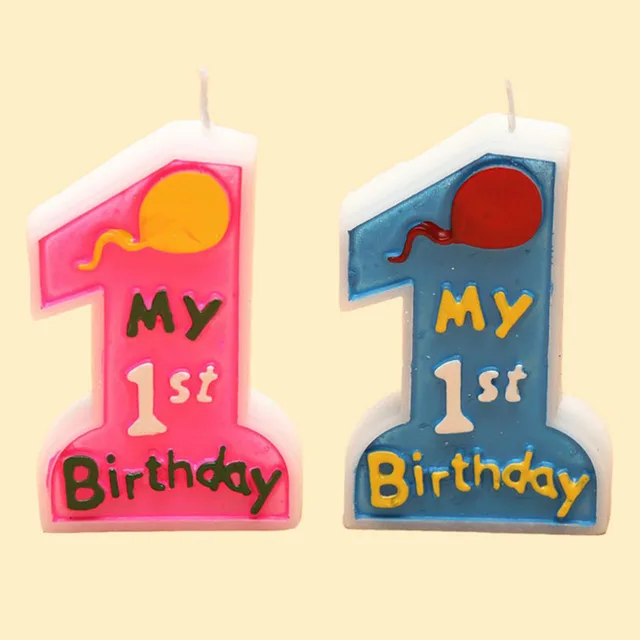 1 Pcs Lovely Boy Girl 1st Birthday Candle Children Kids Baby First