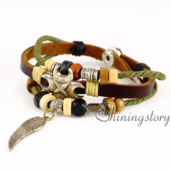 

feather leather wrap bracelet wholesale lucky charm bracelet heart charm bracelet leather braided bracelets genuine leather sna
