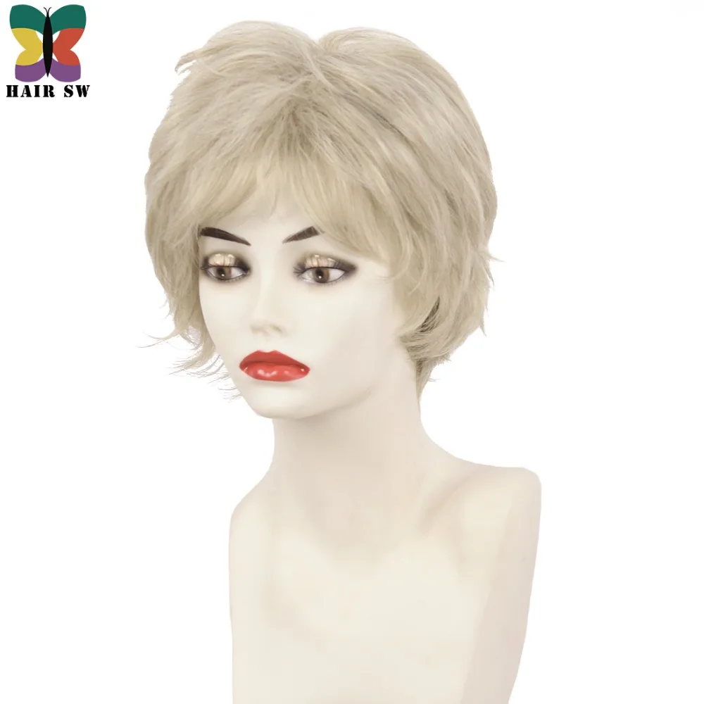 Fluffy Short Layers Classic Cut Curly Synthetic Wigs Light Blonde 20
