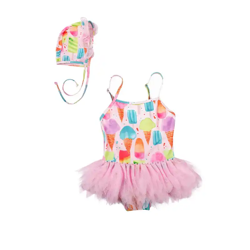 Spanish Baby Ice Cream Swimwear Little Girls Beach Suit Lovely Girls