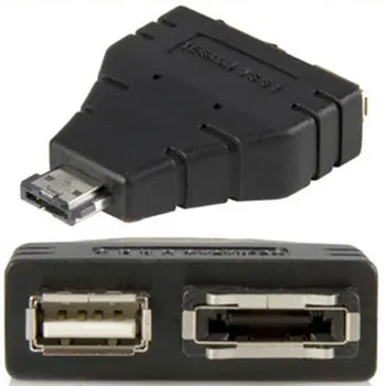 

eSATAp (Power over eSATA) Male Combo to USB 2.0 A Female + eSATA Female Adapter