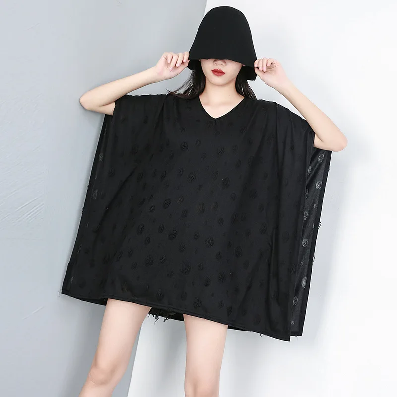 

Women Summer Bat Short Sleeve Scratch Oversized Loose Casual T Shirt Female Streetwear Hip Hop Punk Gothic Tshirt Tees Shirts