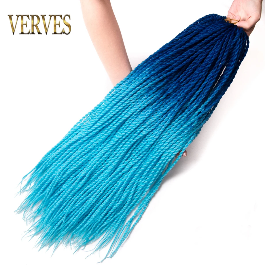 VERVES 24 дюймов inch Ombre Senegalese Twist Hair 30 Roots вязаный крючком pack косы Синтетические плетение волос для женщин серый, bonde, розовый, коричневый