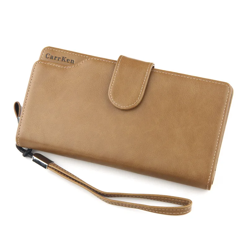 2018 carrken men's luxury long wallets for credit card holder high quality PU leather purse for