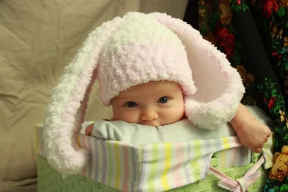 Вязаный детский головной убор для новорожденных с большими ушами, зимние шапочки-бини с кроличьими ушками для фотосъемки детей, реквизит для фотосъемки, размер: от 0 до 3 месяцев