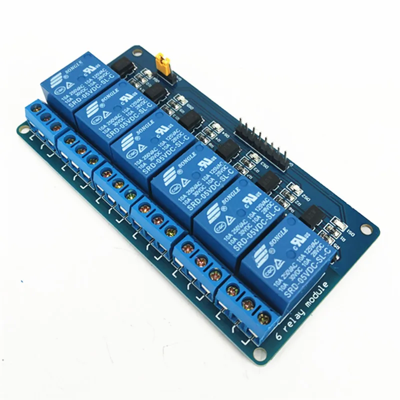 

6 channel relay module 6-channel 5V relay control board with optocoupler protection. 6 way relay expansion board For arduino