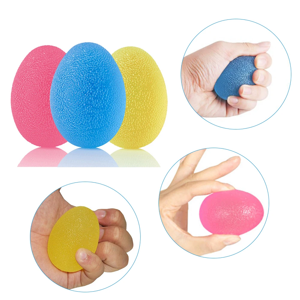 Egg-Shaped Silicone Grip Ball Hand Fitness Ball Finger Strengthener 3 Squeeze Resistances Soft Medium Hard For Hand Training