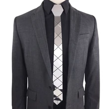 Шикарные Серебряные зеркальные Акриловые Модные Роскошные галстуки глянцевые шелковые обтягивающие галстуки мужские и женские галстуки кружевные свадебные украшения Рождественский подарок