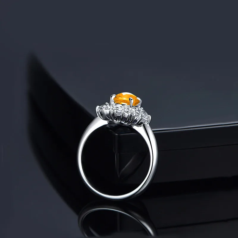 AINUOSHI натуральный цитрин кольцо «подсолнух» 1.25ct овальной огранки драгоценных камней Обручение вечерние ювелирные изделия из натуральной 925 пробы серебро Для женщин кольцо