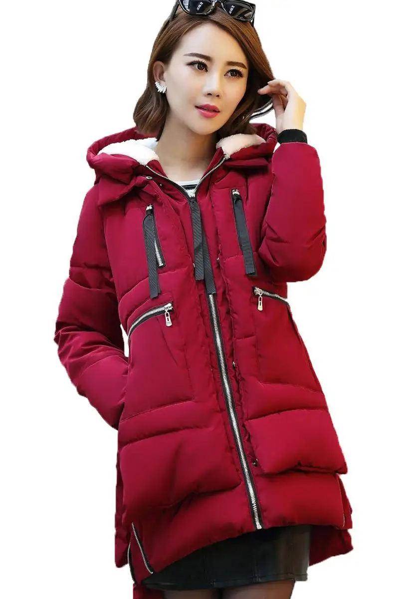 

Women parka thick 2016 wadded jacket female winter jacket women outerwear slim jackets medium-long down cotton parkas red coats
