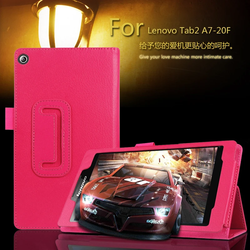 

Cover Case For Lenovo Tab 2 Tab2 A7-20 A7-20F A7 20F 7" Tablet Stand Leather Cover Litchi Grain Protective Folio Skin Shell Case