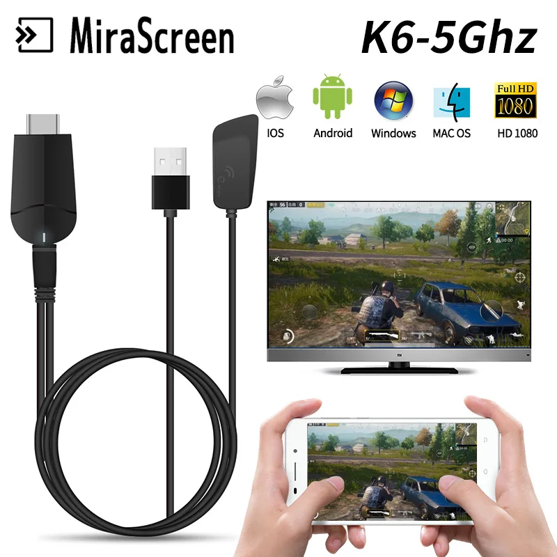 Беспроводной ключ доступа к tv wi-fi Дисплей приемник 4 К * 2 К HD K6 2,4 г/5 г 1080P HDMI Miracast Airplay отзеркаливание DLNA к HD ТВ проектор