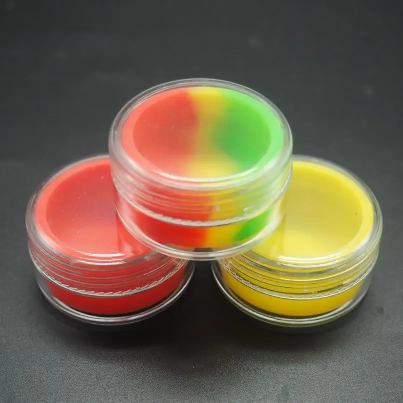 

100pcs\lot 7ml plastic container with silicone inner cute box for wax dab oil cream liquid travel friendly FDA