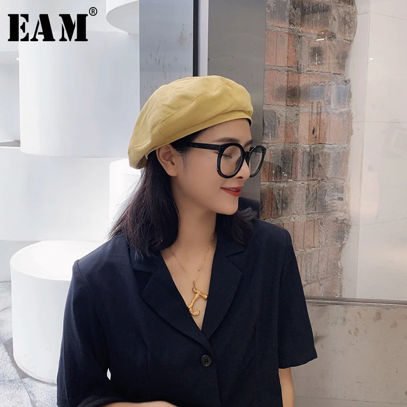 

[EAM] 2019 New Spring Summer Round Dome Temperament Brief Personality Solid Fishermen Hat Women Fashion Tide All-match JY337