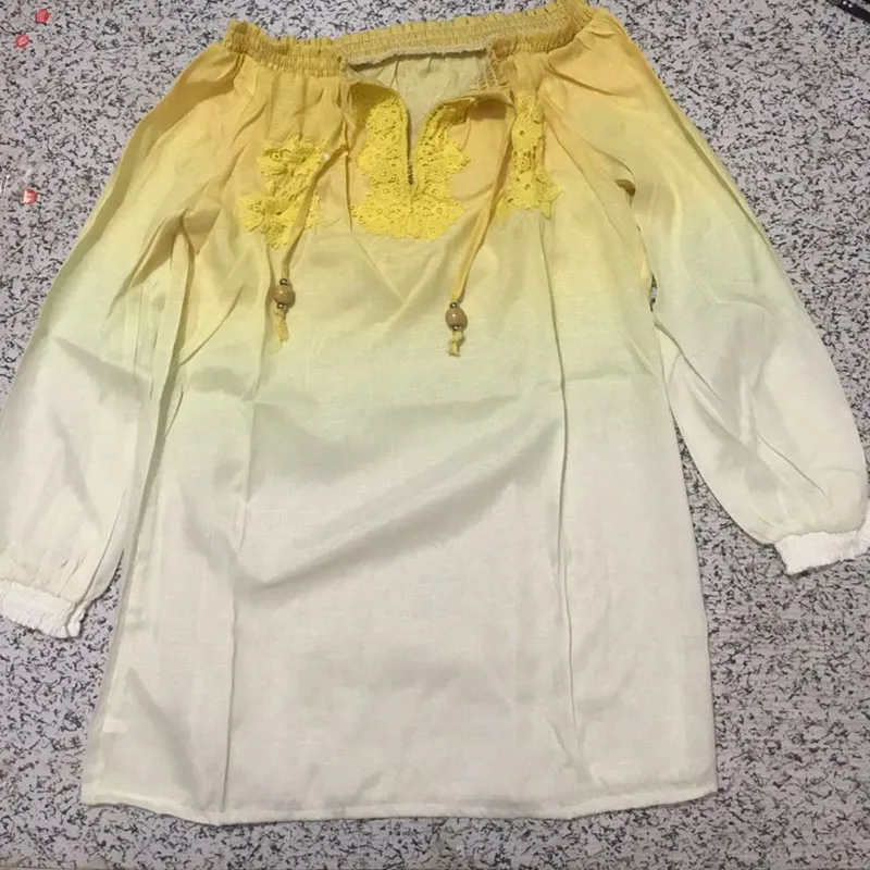 Plus Size 5XL 4XL Lace up Slash Collar Women Shirts 2019 Summer Sexy Long Sleeve Boho Loose Elastic Beach Lady Top Blouses Shirt