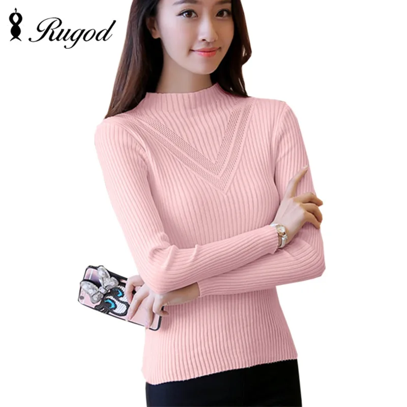 New 2018 Cashmere Sweater Women Autumn Winter Solid Knitted Pullovers Long Sleeve Half Turtleneck Slim Knitwear Jumper | Женская одежда