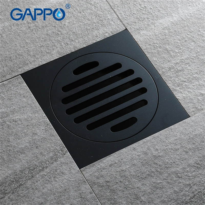 

GAPPO Drains Square Linear Bath Shower Floor Drain Cover Stopper Bathroom Shower Drain Strainer Waste Drainer Black Hair Catcher