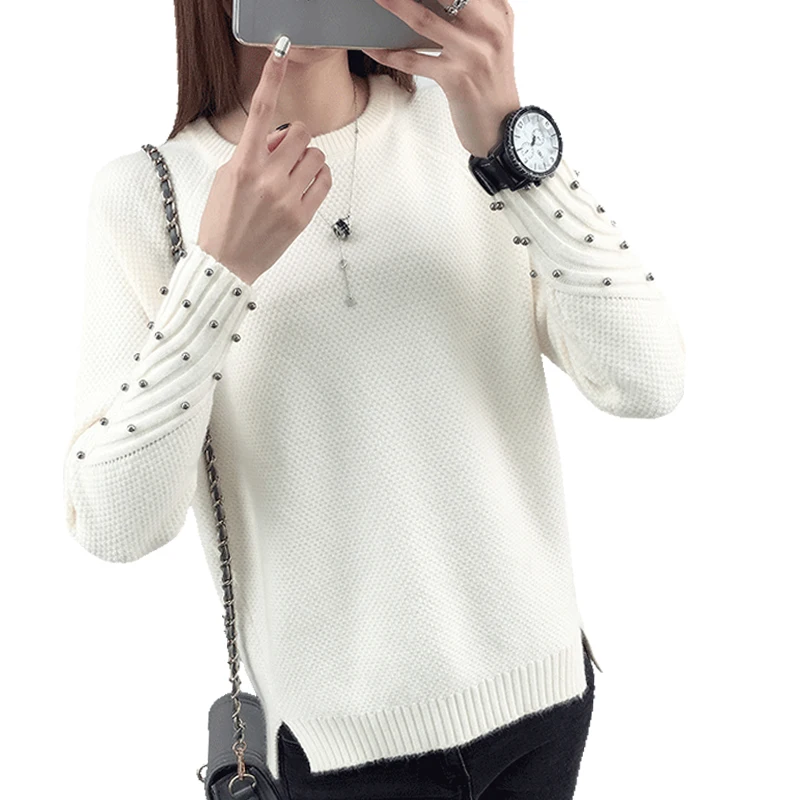 and winter long sleeved sweater female all-match Korean students loose 2019new short sleeve head thick knitted shirt | Женская одежда