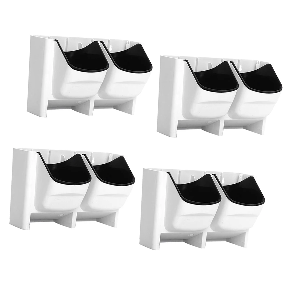 4x Indoor Outdoor Wall Hanging Planter Box 2 Pocket Plant Herb Pot Bed White