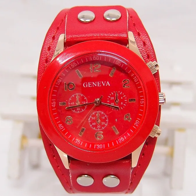 

Hot Sale Geneva Brand Faux Leather Watch Women Ladies Bracelet Dress Quartz Wrist Watch relogio feminino go041