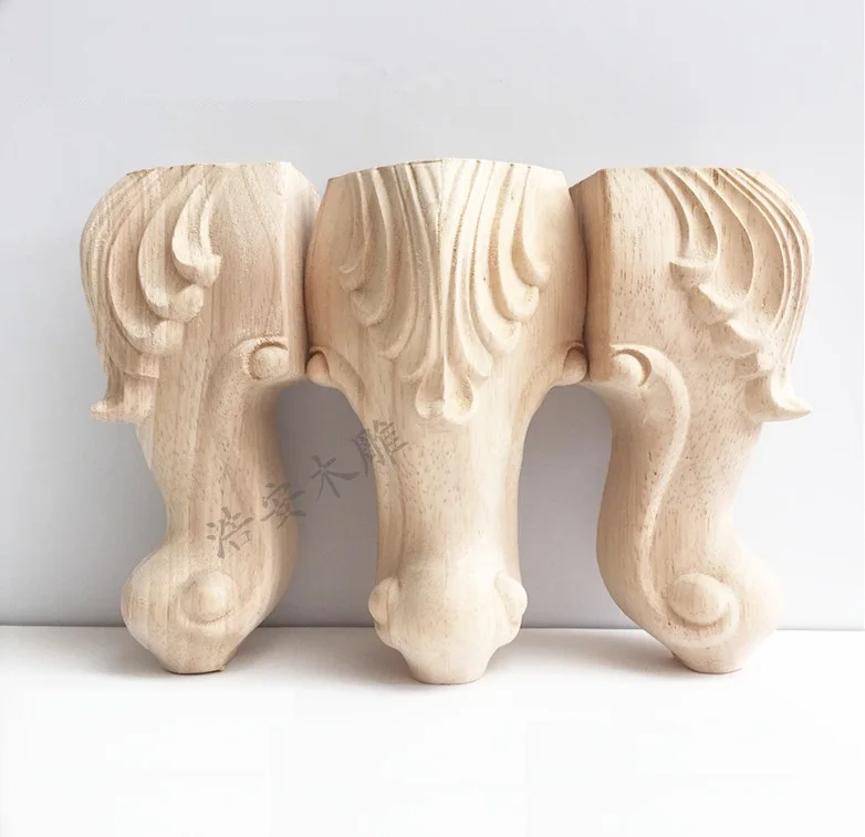 4Pcs/Lot Premintehdw H15*6*6cm Premium Wood Carved Furniture Sofa Leg