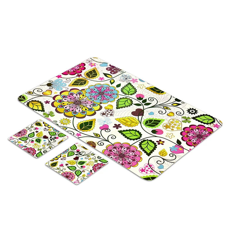 6 قطع المطبخ أداة المطبوعة الأزهار زهرة طاولة طعام حصيرة PP البلاستيك للحرارة معزول أدوات المائدة سادة سجادة مقاومة للماء السلطانية وسادات