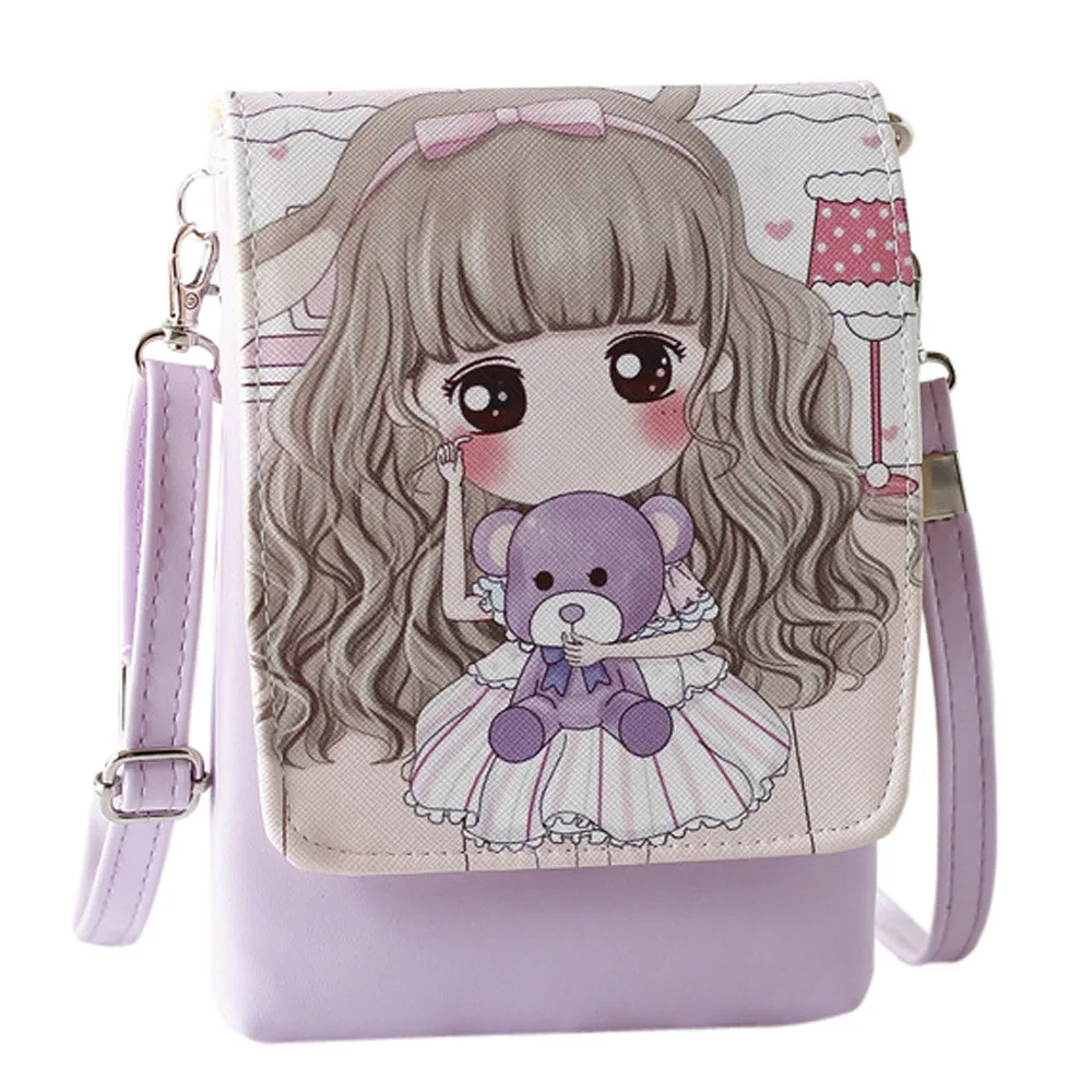 

Women Character Leather Handbags Kids Girls Cute Coin Wallet Mini Phone Bags Shoulder Bags Pouches bolsa feminina*10