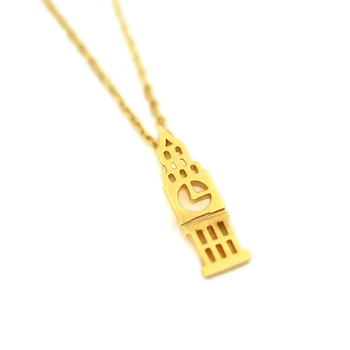 

Fashion clock tower pendant necklaces The bell tower of the personality model pendant necklaces New buildings pendant necklaces