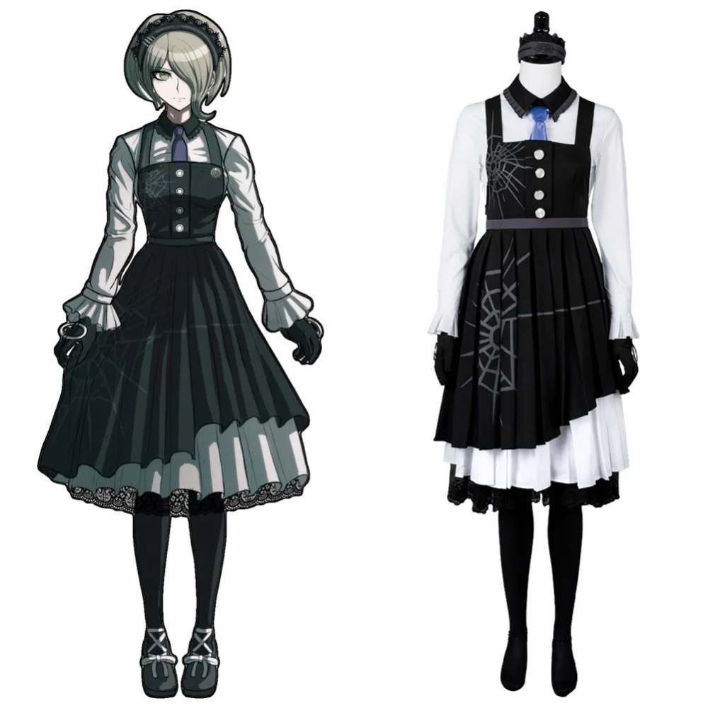 Danganronpa Косплэй убийство Harmony kirumi Тодзио Косплэй костюм горничной платье полный набор наряд на Хэллоуин Карнавальный Косплэй костюм