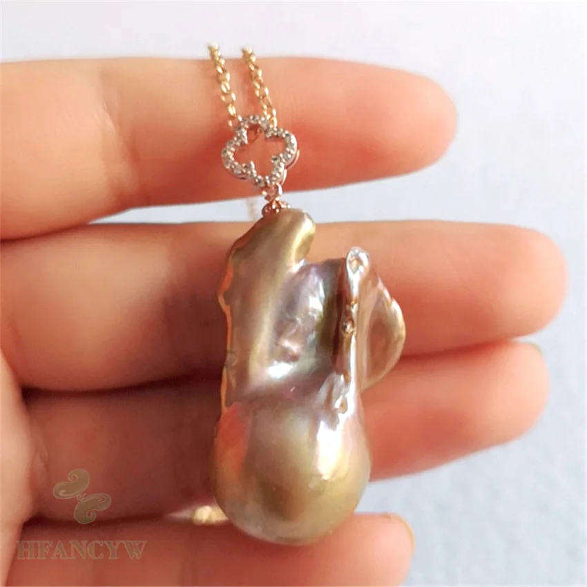 

20x35mm Natural Multi-color Baroque Pearl Necklace 18 inches Wedding Diy Accessories Cultured Gift
