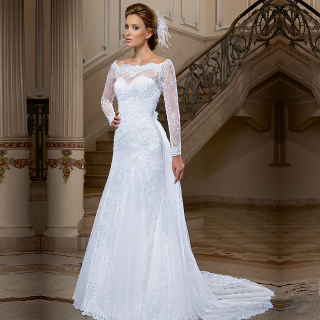 Vestido De Noiva 2017 Vintage Wedding Dress Mermaid Y Long Sleeve Vestido De Noiva 2017 Vintage Wedding Dress Mermaid Y Long Sleeve Lace Dresses With Detachable
