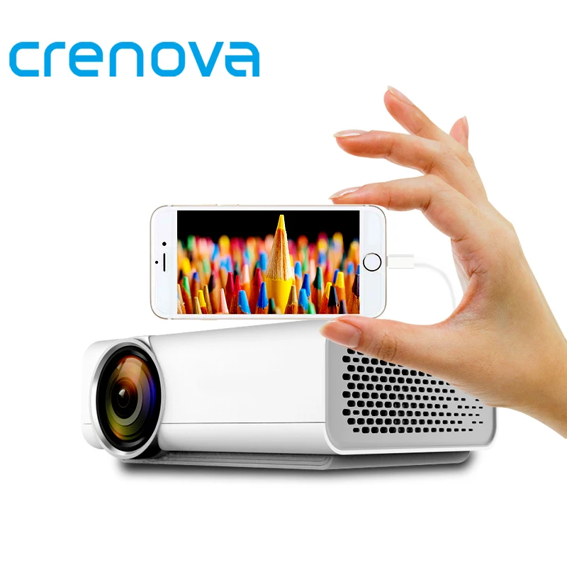 

CRENOVA Led Projector For Smart Phone Projector For Full HD 1920*1080p Data Cable Project Home Theatre Movie Beamer Proyector