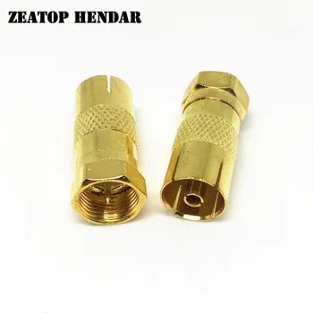 

200Pcs F Male Plug to IEC DVB-T TV PAL Female Straight Coaxial RF Adapter Connector Gold Plated
