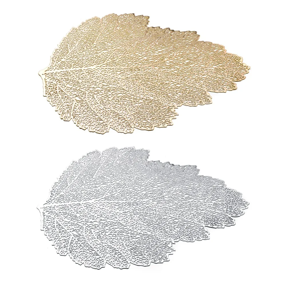 

PVC Placemat For Dining Table Mat Creative Simulation Plant Hollow Leaf Placemat Milk Coffee Cup Mats Home Desktop Decoration