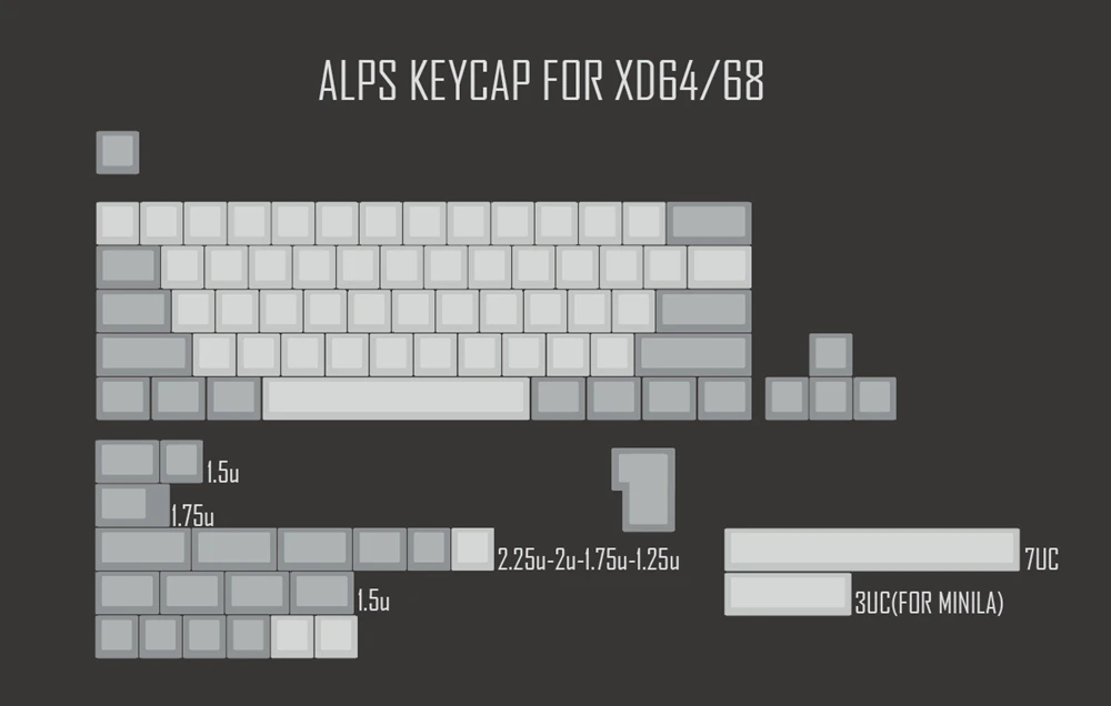 XDA ALPS пустые брелки пустые белые серые для MX механическая клавиатура gh60 покер xd64 xd60 xd68 xd84 xd96 Планк 87 104 ansi tkl - Цвет: ALPS for XD64 68