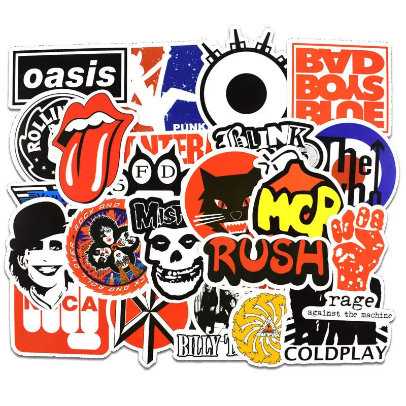 50Pcs/Lot Rock Stickers Funny Skull Scrapbook Stickers Friends Letter Stickers For DIY Scrapbooking Laptop Phone Suitcase Decor