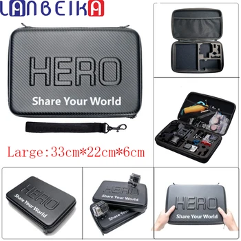 

LANBEIKA 32*22*7cm Waterproof Portable Case Box PU Protector Storage Bag For SJCAM SJ4000 SJ5000 SJ6 GoPro 7 6 5 4 3+ YI Camera