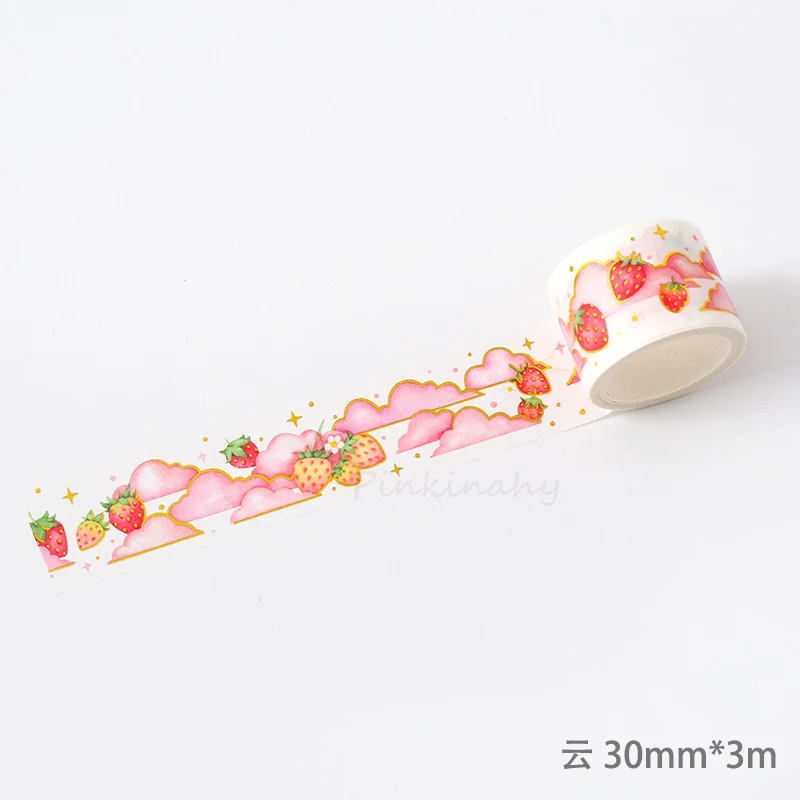 Cute Strawberry Party Series Bullet Journal gold Washi Tape Decorative Adhesive Tape DIY Scrapbooking Sticker Label Stationery - Цвет: 6