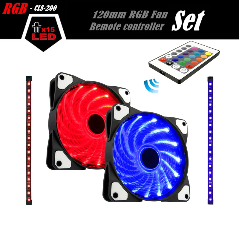 ALSEYE LED RGB Fan Cooler Set 120mm Computer Fan Remote control with Dual 5050 RGB Strips