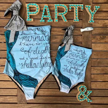 

Family Matching Swimwear Mommy and me swimwear One Shoulder Bowknot Beach Beachwear One-Piece Swimsuit Mother Daughter E0179