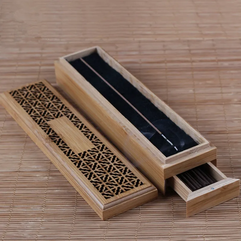 Бамбуковая горелка для благовоний с выдвижным ящиком Zen Joss Stick Cense коробка для хранения полый Деревянный чехол Коробка для палочек для благовоний держатель для йоги/дома/храма