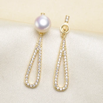 

DIY Pearl Accessory S925 Sterling Silver Drop Earrings Settings Fashion Pearl Earrings Components 3Pairs/Lot