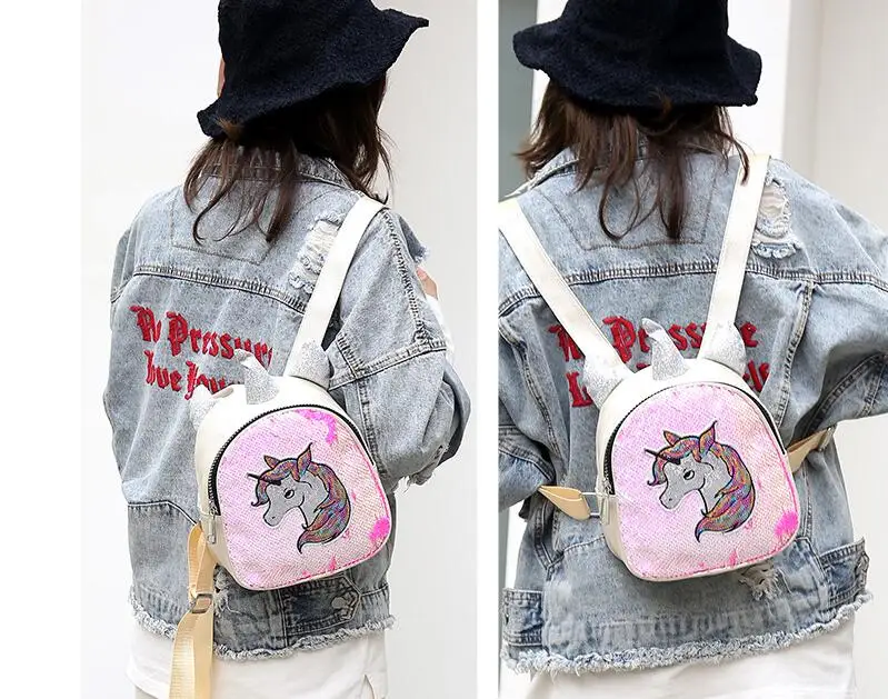 2019 moda lantejoulas mochila menina nova mini