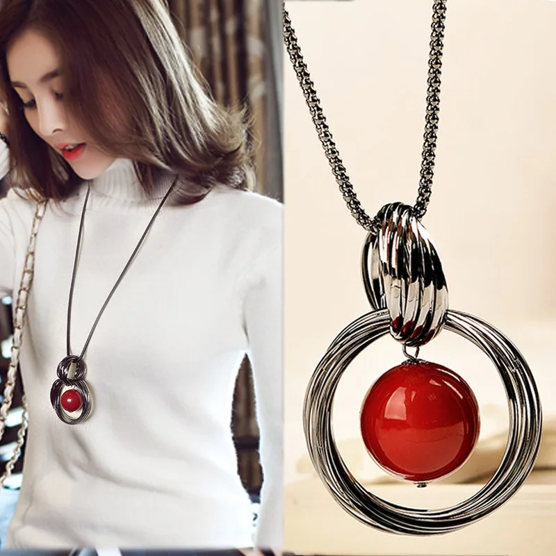 Длинное ожерелье для свитера с бусинами женщин Femme Mujer Collier sauir Long Collane Donna Collares Largos