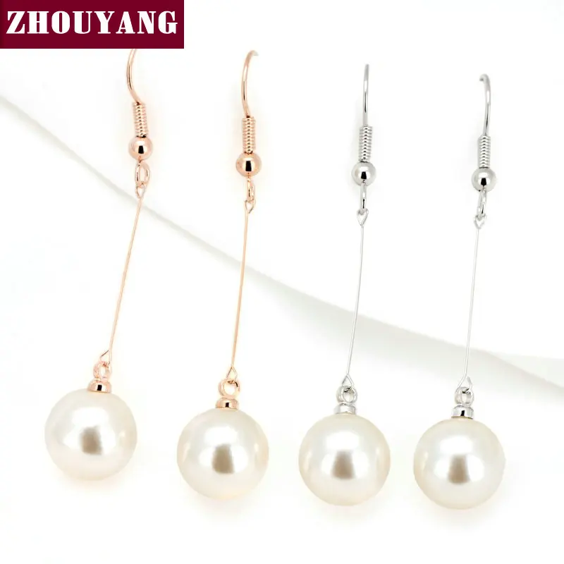 

Top Quality ZYE563 Concise Imitation Pearl Rose Gold Color Fashion Drop Earrings Earring For Women Party Wedding Wholesale