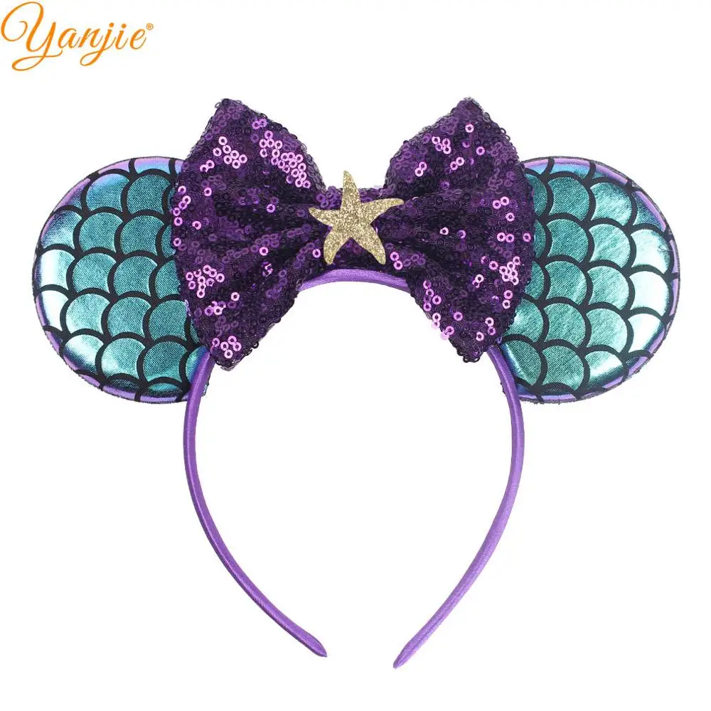 head scarves for women Mermaid Mouse Ears Headband Sequin Hair Bows Hairband DIY Girls Hair Accessories For Kids Trendy Spring Haarband Mujer best hair clips Hair Accessories