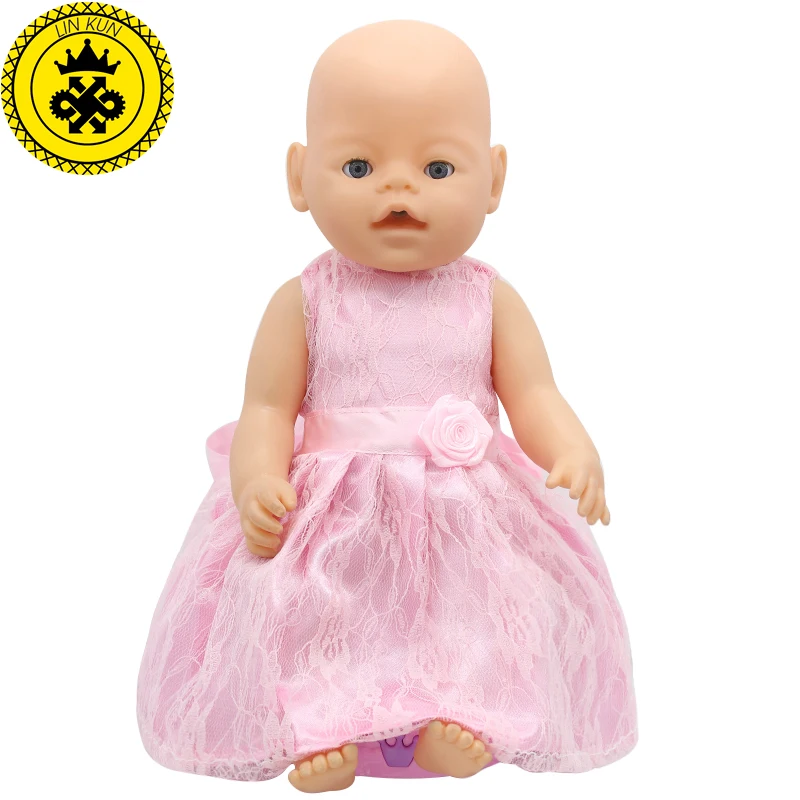Baby Doll Dress Clothes fit 43cm Baby Pink Dress Doll Accessories For
