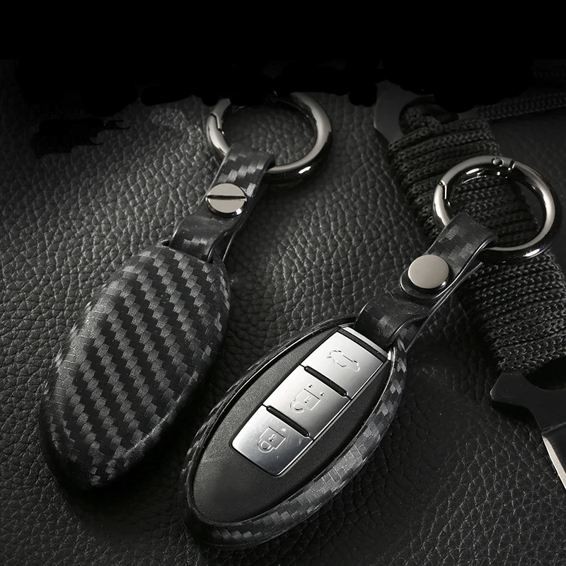 Carbon Fiber Pattern Auto Car Remote Key Case Silicone Cover Fob Holder