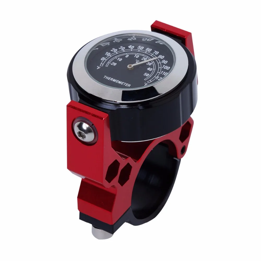 " Руль Бар Крепление часы термометр для Harley Cruiser Chopper Пользовательские красный синий